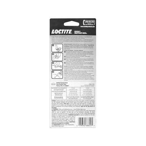 Loctite Epoxy Instant Mix, Translucent Yellow 5 Minutes, 0.47 fl oz Syringe, Pack of 2