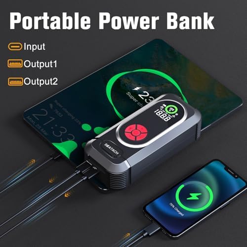 Scatach 4000A Car Battery Jump Starter, 12V Jump Starter Battery Pack (up to 10.0L Gasoline and 8.0L Diesel Engine), Portable Jump Box with Jumper Cable, LED Display, LED Light