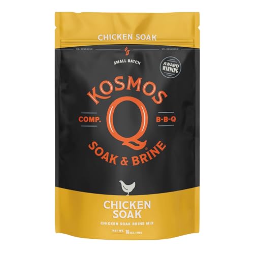 Kosmos Q Chicken Brine Soak, Brown Sugar & Worcestershire Spice Mix For Whole Bird, Breasts, Tenderloins, Grilling, Roasting, Smoking, Locks In Moisture, Savory Flavor, Easy Mix Directions, 16 Oz Bag