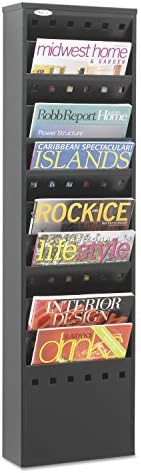 Safco 4321BL Steel Magazine Rack, 11 Pockets - Durable Wall Mounted Black Steel Construction with Optional Base - Perfect Office or School Resource Solution