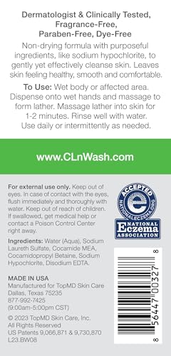 CLn® BodyWash - Non-Drying Body Wash, For Compromised Skin Prone to Eczema, Dermatitis, Rash & Hidradenitis Suppurativa, Fragrance-Free & Paraben-Free, 8 fl oz.