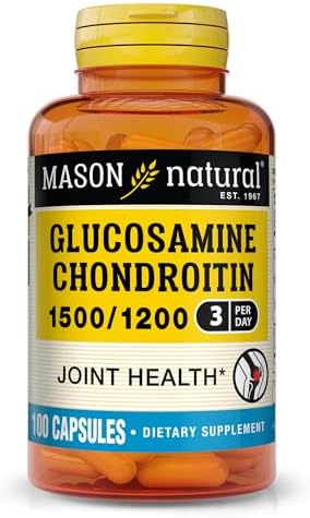 MASON NATURAL Glucosamine Chondroitin 1500/1200 & Vitamin C, 30 Day Supply | 1500mg glucosamine & 1200mg chondroitin with 198mg vitamin C & manganese to support joint cartilage, flexibility & mobility