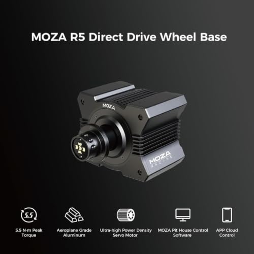MOZA R5 All-in-One PC Gaming Racing Simulator 3PCS Bundle: 5.5Nm Direct Drive Wheel Base, 11-inch Racing Wheel, Anti-Slip Pedals and a Desk Clamp