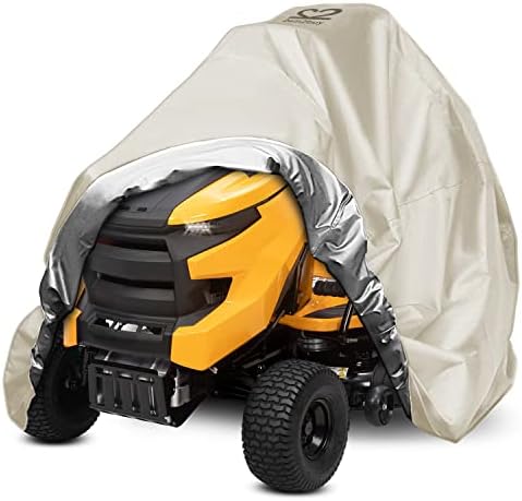 Riding Lawn Mower Cover 600D Lawnmower Covers Waterproof, up to 54" Decks | Universal Outdoor Lawn Tractor Cover Tarp All Weather Ride on Mower Covers, Heavy Duty 600D, Elastic Cord & Storage Bag