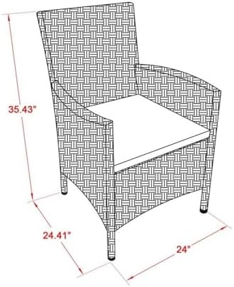 East West Furniture HVLC153V Valencia Patio Bistro Wicker Dining Chairs with Cushion, Set of 2, Cream