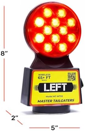 Master Tailgaters Wireless Trailer Tow Lights | Multi Functional Signal Lights | Sturdy Magnetic Mount | 65 Feet Range | 4 Pin Flat Connection