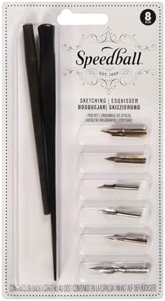 Speedball C-Series Lettering Pen Set, Left-handed - 1 Penholder w/ 6 Nibs