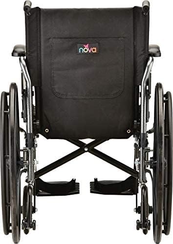 NOVA Lightweight Wheelchair with Flip Up Desk Arms (for Easy Transfer), Adjustable & Easy Release Footrests, Safety Anti-Tippers, Choose from 3 Seat Widths - 16”, 18”& 20”, Weighs only 32 lbs.