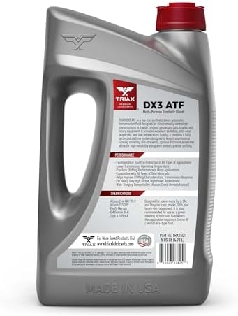 TRIAX DX3 ATF - Compatible with All GM Dexron III and Ford Mercon Applications- Multi-Purpose, Friction Optimized, High Mileage Automatic Transmission Fluid (5 Gallon)