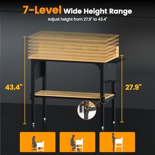 Northsky 48" Adjustable Height Work Bench- 2200 LBS Capacity with Wheels