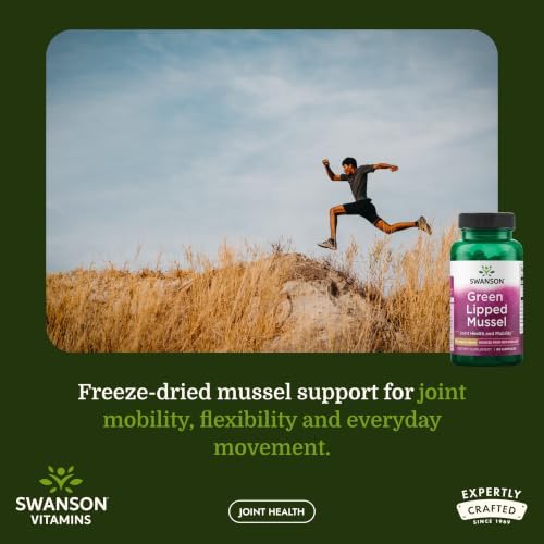 Swanson Green Lipped Mussel (Freeze-Dried) (500mg Each, 60 Capsules) | New Zealand Joint Health and Mobility Supplement, Natural Formula May Support Heart Health and Digestive Function