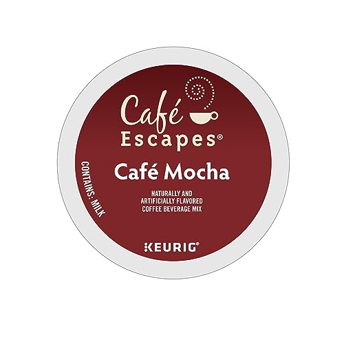 Cafe Escapes, Cafe Mocha Coffee Beverage, Single-Serve Keurig K-Cup Pods, 48 Count (2 Boxes of 24 Pods)