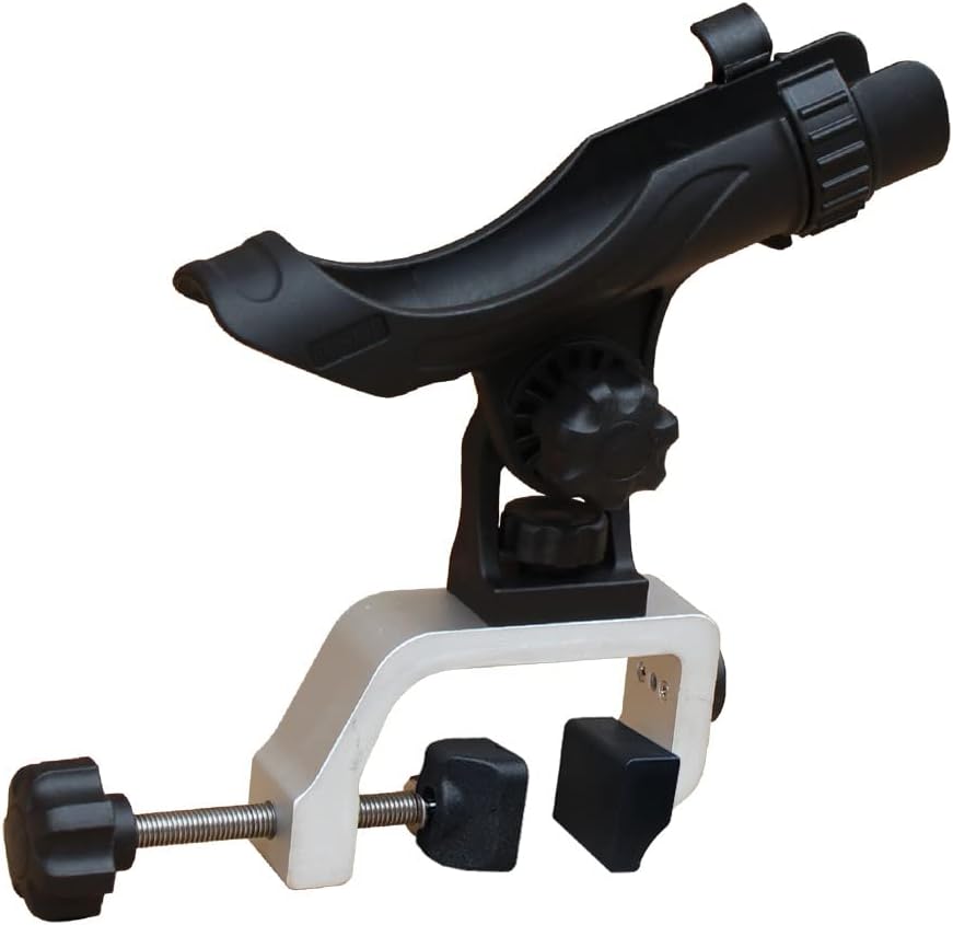 Brocraft Power Lock Fully Adjustable Aluminum Large Opening Clamp Rod Holder for Jon Boat