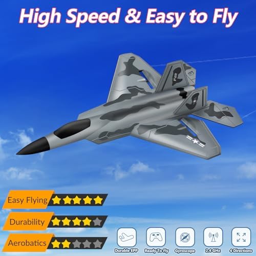 2CH F-22 RC Glider, Easy Fly RC Plane for Kids & Beginners