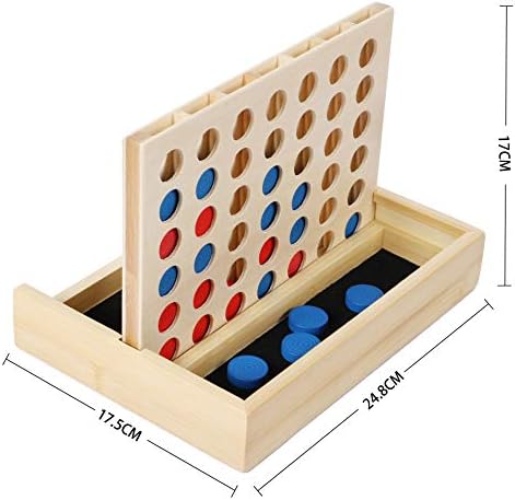 TOWO Wooden 4 in a Row Game, Classic Strategy Board Game for Kids
