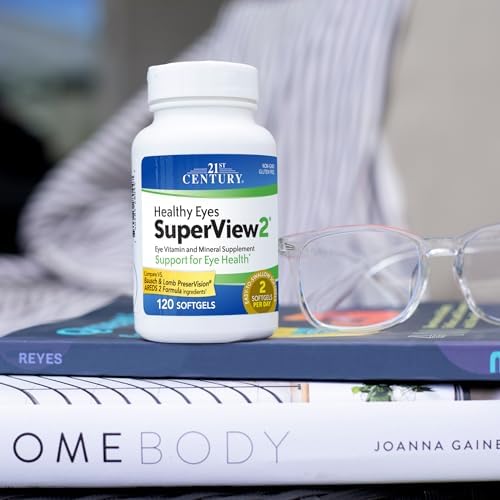 21st Century Healthy Eyes SuperView Eye Vitamin Softgels, 120 Count | High-Potency Eye Vitamin & Mineral Softgels with Vitamin C, Compare VS. Bausch + Lomb PreserVision® AREDS 2 Formula, Non-GMO