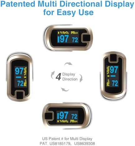 mibest OLED Finger Pulse Oximeter, O2 Meter, Dual Color White/Luxury Gold
