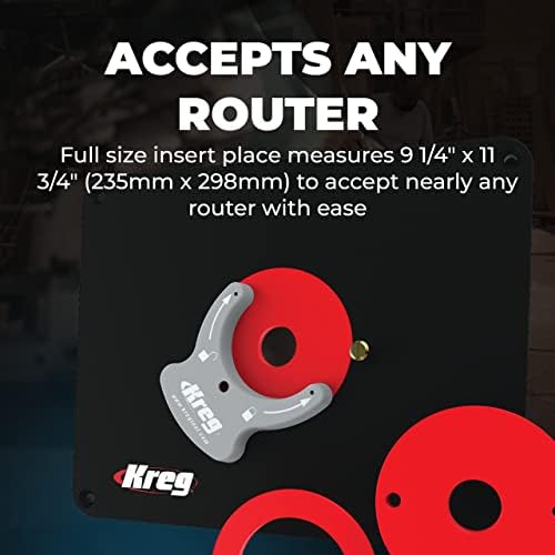 Kreg Precision Router Table Insert Plate - Predrilled for Porter Cable 690 890 and Bosch 1617 Routers - Level-Loc Rings - PRS4036