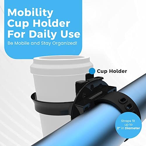 Easy Walker Cup Holder for Rollator Wheelchair Scooter, Adjustable Foldable