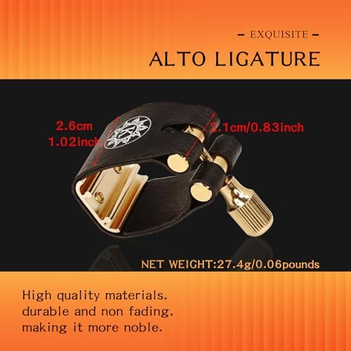 Alto Saxophone Ligature Fastener Compact Durable Artificial Leather for Alto Saxophone Rubber Mouthpiece