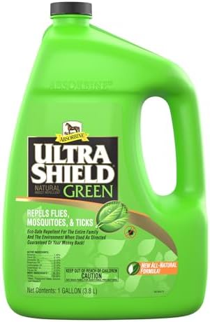 Absorbine UltraShield Green Natural Insect Repellent, 128 fl oz Gallon | Use on Horses & Dogs, Botanical Essential Oils, Daily Use, Repels 70+ Species Including Flies, Mosquitoes, Gnats & Ticks