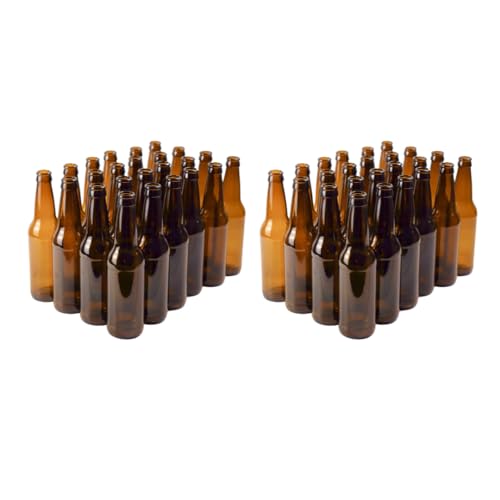 FastRack Amber Beer Bottles 12oz (Pack of 48) | Longneck Glass Beer Bottles with Pry-off Crown Finish for Home Brewing Mead