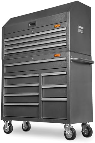 WEN 52-Inch Premium Rolling Tool Cabinet, Black, Heavy Duty 21-Gauge Powder-Coated Steel Construction, for Garage and Workshop (GG532B)
