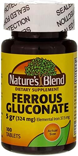 Nature's Blend Ferrous Gluconate Tablets, 100 Count