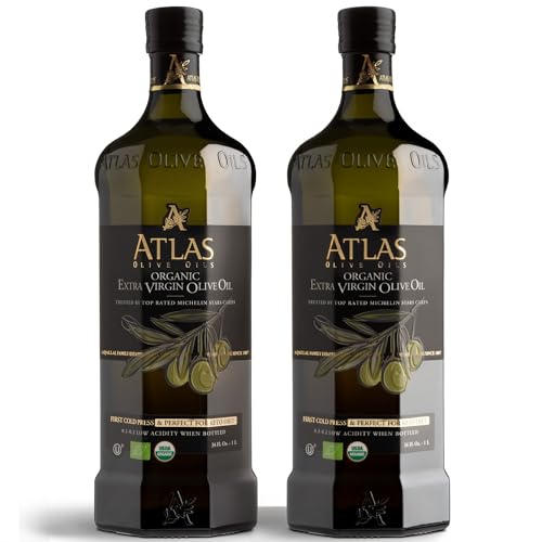 Atlas Organic Extra Virgin Olive Oil, Moroccan, High Polyphenol, 750 mL | Cold Pressed EVOO With High Smoke Point, Trusted By Award-Winning Chefs, One Family Farm, Polyphenol-Rich & Smooth Finish