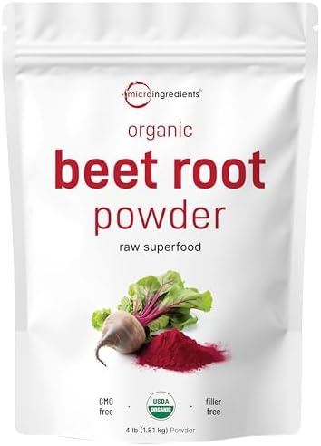 Micro Ingredients Organic Beet Root Powder, 4 Pounds | Nitric Oxide Supplement for Men & Women | Water Soluble, Highly Concentrated Raw Beet Supplement | Superfood Drink Mix | Non-GMO, Plant Based