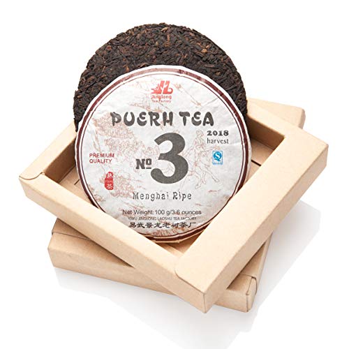 Jinglong Tea Factory - Puerh Tea No3 (40 Cups) Ripe Pu-erh Tea Mini Cake (3.6 Ounce)