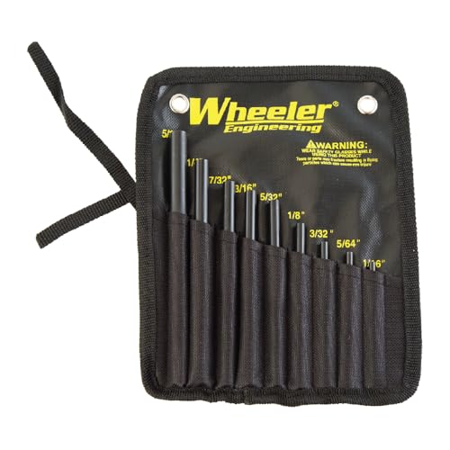 Wheeler Roll Pin Punch Set with 9 Steel Punches, Labeled Rollup Storage Bag for Firearm Maintenance and Gunsmithing