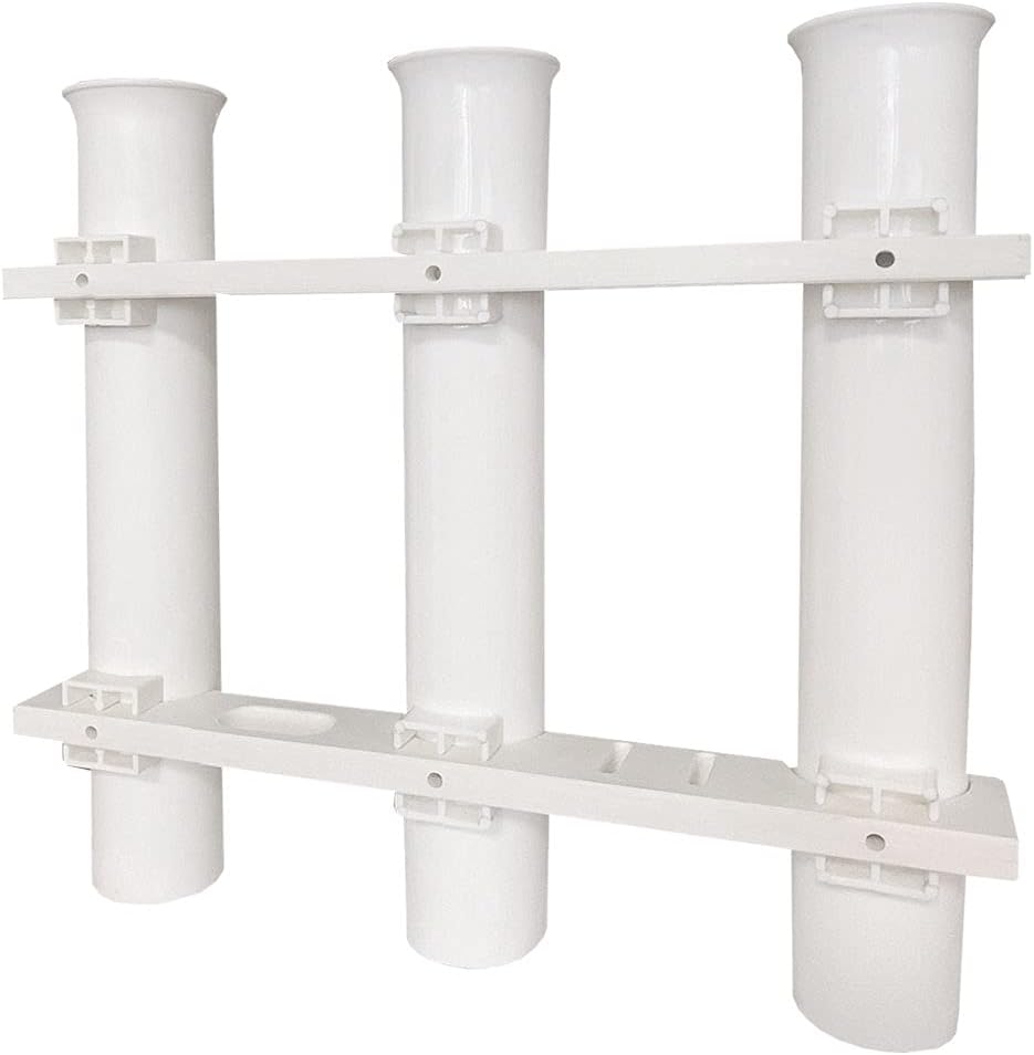ISURE MARINE Fishing Rod Holder Bracket Wall Mounted Boat Side Mount Tool Holder Tube Links with Screws 2/3/4/6 Pole Tube (White/Black)