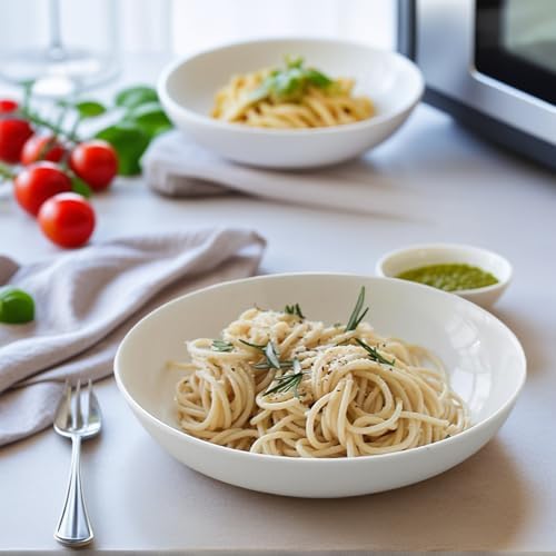 DeeCoo 7 Pack Porcelain Pasta Bowls Ceramic, Large Serving Bowl, Wide and Shallow, Set 8.3 Inch - 30 Ounce - for Pasta, Salad, Cereal