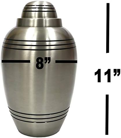 Shalimar's Brass Cremation Urn for Human Ashes - Adult Funeral Urn Handcrafted - Affordable Urn for Ashes - Large Urn Deal (11" Silver Urn Engraved