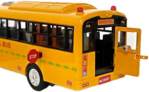 Big Daddy Huge Yellow School Bus with Lights and Cool Openable Doors Pull Back Toy School Bus with Sounds and Songs for Girls, Boys, Toddlers