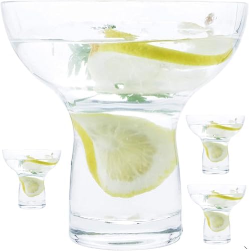Chefcaptain Margarita Glasses Set Of 4, XXlarge 16oz Stemless Lead-Free Thick Clear Glass With Heavy Base, For Martini, Daiquiri, Frozen Cocktails