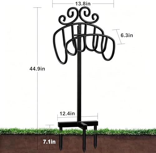AMAGABELI GARDEN & HOME Hose Holder for Outside Freestanding 150 Feet Christmas Gift Heavy Duty Metal Detachable Rustproof Hose Stand Hanger
