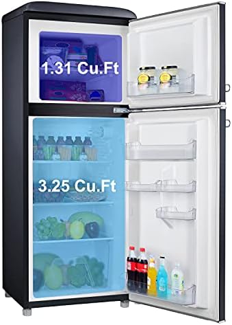 Galanz GLR46TRDER Retro Compact Refrigerator with Freezer Mini Fridge with Dual Door, Adjustable Mechanical Thermostat, 4.6 Cu Ft, Red (Black)