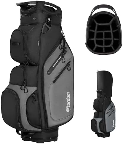 Golf Cart Bag 14-Way Organizer Divider, Lightweight 5.5 lbs Golf Club Bags for Men & Women, 10 Pockets with Cooler, Dual Waterproof Valuables Pockets, Rain Cover