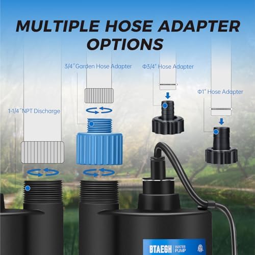 1/4 HP Submersible Water Pump 1800GPH Small Sump Pump Thermoplastic Electric Portable Transfer Utility Pump Clean for Swimming Pool Basement Garden