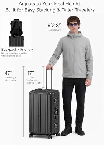LUGGEX Front Opening Zipperless Carry On Suitcase, Black, 21" | Carry On Luggage, Front Opening, Airline Approved, TSA Lock, 8 Spinner Wheels, 36L Capacity, HUP-Pro Hard Shell, ZX-Core