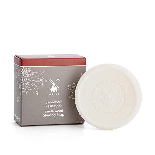 MÜHLE SHAVE CARE Shaving Soap - Sandalwood Luxury Shaving Soap for Men, Rich Lather, Lightly Scented,65g | Warm sandalwood with coriander/star anise; dense creamy foam prepares beard hair for wet shave, suited to normal and dry skin