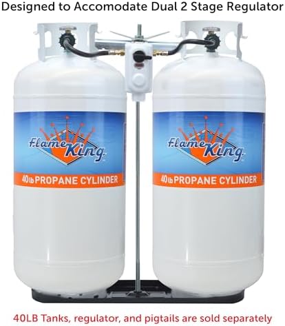 Flame King Dual RV Propane Tank Cylinder Rack for RVs and Trailers for 40lb Tanks - KT40MNT (Tanks Sold Separately)