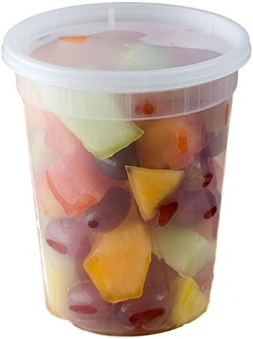 Microwavable Translucent Plastic Deli Container with Lid (Pack of 24) (32 oz.)