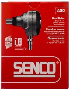 SENCO A20 Pneumatic Palm Nailer 2"-7" includes Leather Strap (PC0781) | Compact air-powered tool for fastening in tight spaces, framing, joist hanger