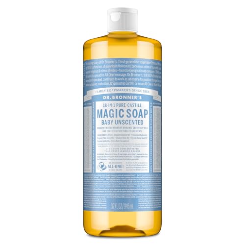 Dr. Bronner's Baby Unscented Pure-Castile Liquid Soap, No Fragrance, 16 oz, 2-Pack