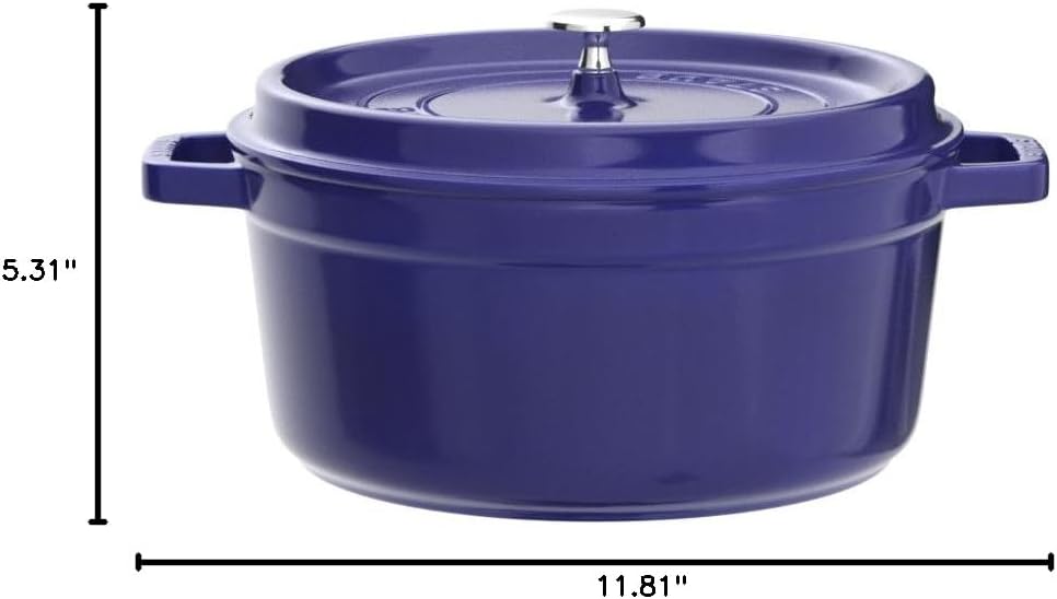 Staub Cast Iron 5.5-qt Round Cocotte - Dark Blue, Made in France