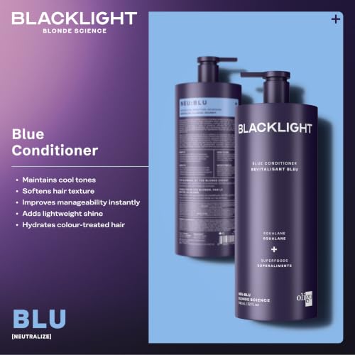 Oligo Professionnel - Blacklight Blue Conditioner for blondes - Vegan - Eliminate Brassy tones - Refresh faded highlights - Argan oil - Hydrating Formula - 8.5oz