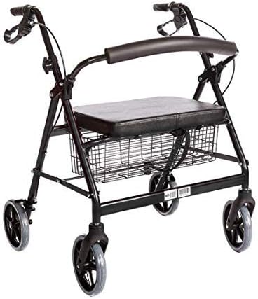 Heavy Duty Medical Bariatric Heavy Duty Rollator Walker with Seat and 4 Wheels, with Large Seat for Seniors, 8 Inch Wheels 400LB, Basket and Brakes